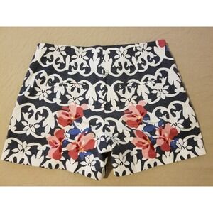 Womens Ann Taylor Khaki Shorts 2 Red Blue Cotton Chino Stretch